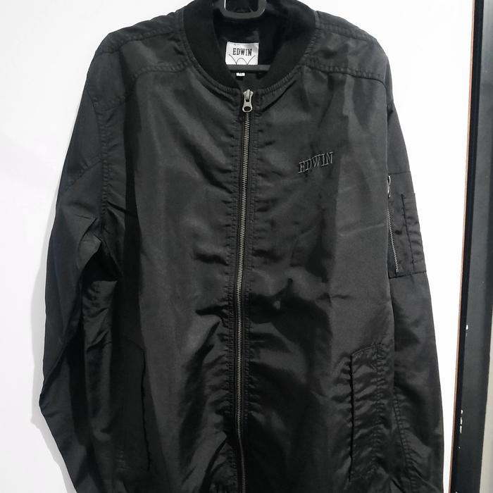 Jacket Bomber Edwin Jeans Rodeo Jaket Motor Hitam / Black Original