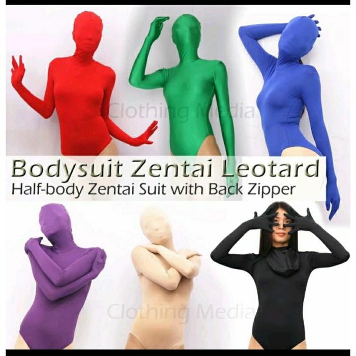 New Leotard Zentai Spandex Half Bodysuit Kostum Catsuit Baju Unitard Hood