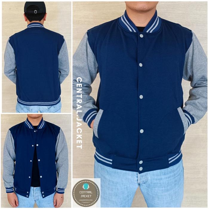Jacket Varsity Baseball Pria - Baseball Fleece Casual Pria - Jacket Model Polos