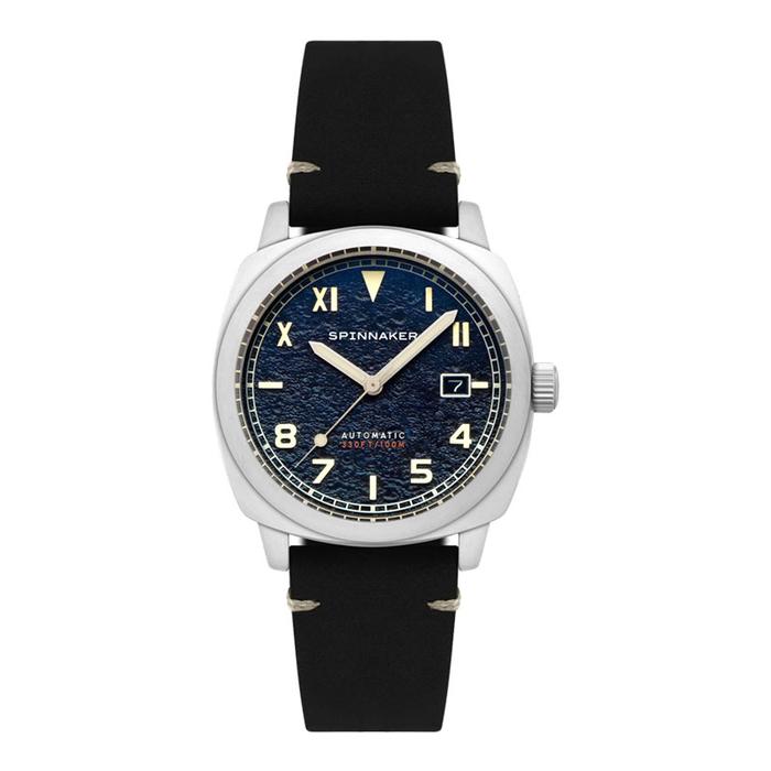 Jam Tangan Pria Spinnaker Hull SP-5071-02 California Cobalt Blue Dial Black Leather Strap