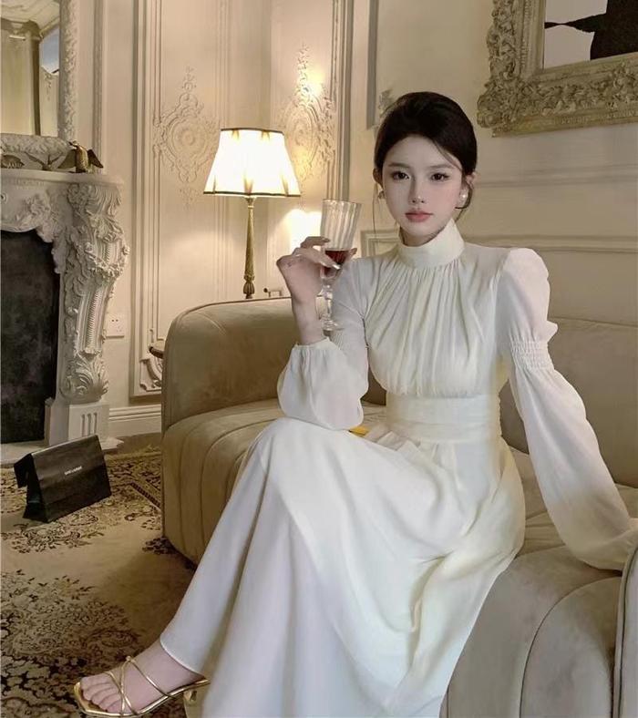 Virgo Bee Midi Dress Long Sleeve Woman Premium / Coquette Dress / Korean Summer Dress / Beachwear Ba