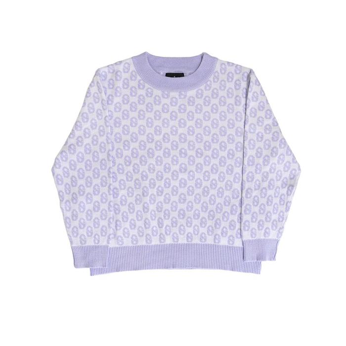 Buttonscarves Everyday Kids Monogram Sweater - Purple Heart