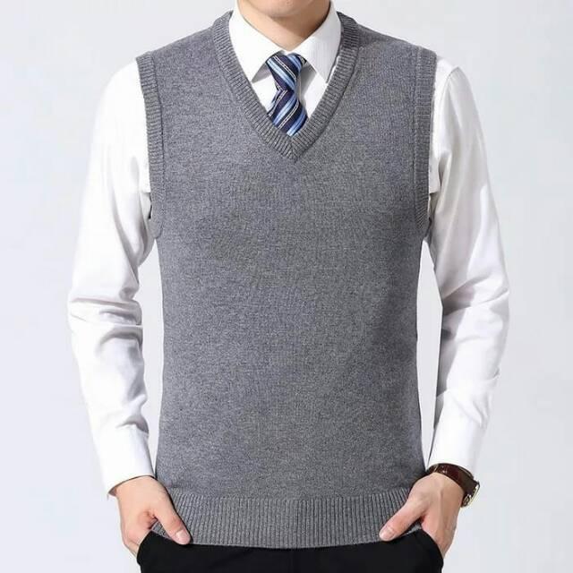 SALE! - ROMPI PRIA RAJUT CASUAL KEREN TERBARU KANTOR SEMI FORMAL VEST BAHAN KNITTING BENANG HALUS NY
