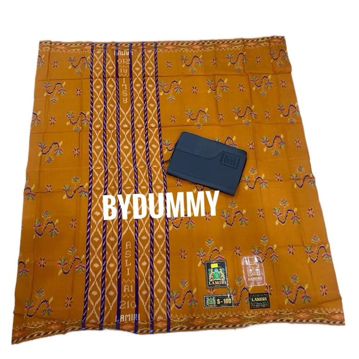 Sarung Lamiri Sutra A1 Sambung Jahit Tengah malam warna cokelat muda motif kembang lamiri S100 Batik