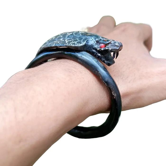 Gelang akar bahar hitam original ukir kobra