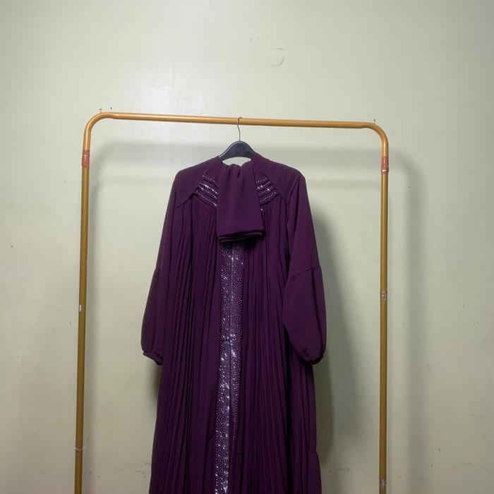 Gamis abaya plisket plus hijab Muslim Dress Wanita Dewasa