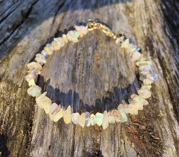 Opal Chip Bracelet / Ethiopian Opal Bracelet / Rainbow Opal / White Opal / Rough Opal / Raw Opal / N