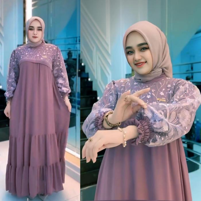 Gamis pesta brokat model terbaru // dress kondangan Mewah // pakaian wanita brokat tile payet // rem
