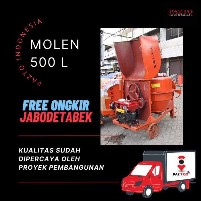 MOLEN PANGADUK SEMEN 500L+ DONGFENG 8pk MOLEN SEMEN BETON TERBAIK - +dongfeng 7pk