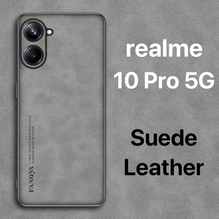 Kulit Suede Phone Case realme 10 Pro 5G Case Sentuh Nyaman Anti-sidik