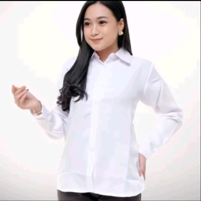 Kemeja Wanita Formal-Casual Hitam dan Putih Model Terbaru Regular Beige ke Meja Kemeja Cewek Import 