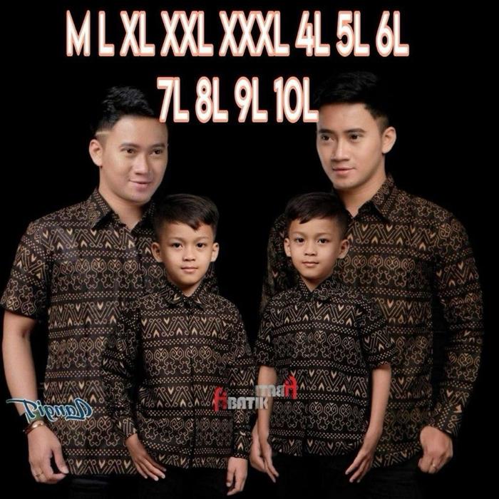 Baju Batik Couple Dewasa dan Anak Laki-laki Model M L XL XXL XXXL 4L 5L 6L 7L 8L 9L 10L-Sarimbit Leb
