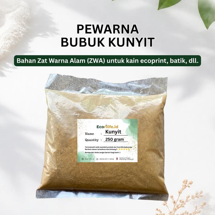 Pewarna Alami/Bubuk Kunyit/Bubuk Pewarna Alam Batik/Pewarna Alami Ecoprint/Pewarna Kunyit 250 gram