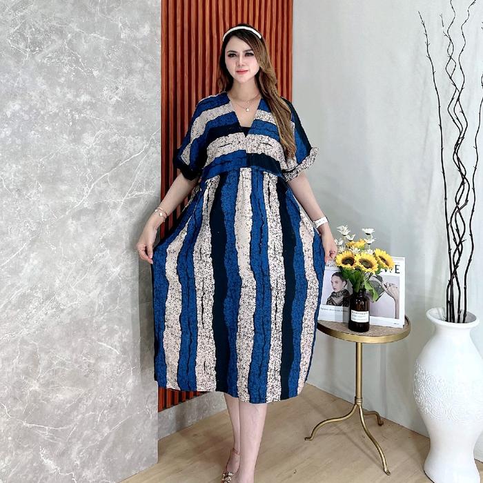DASTER Raesha Rayon Santung Premium Motif Salur Viral terbaru Batik Ibu Wanita Bumil Kain Tebal Lemb