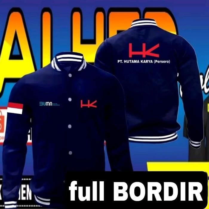 Jaket bordir PT Hutama karya jaket PT Hutama karya jaket varsity PT Hutama karya jaket baseball PT H