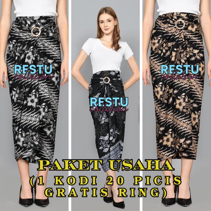 ( Paket Usaha 1 Kodi 20 picis ) Rok Lilit Motif Batik Bawahan Wanita Kebaya Wisuda Kondangan Tunanga