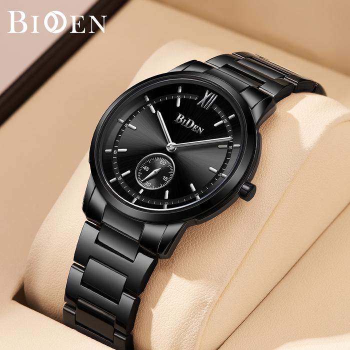 BIDEN Jam Tangan Pria Bisnis Santai Mode Anti Air Kuarsa Tali Stainless Steel Jam Tangan Cowok Origi