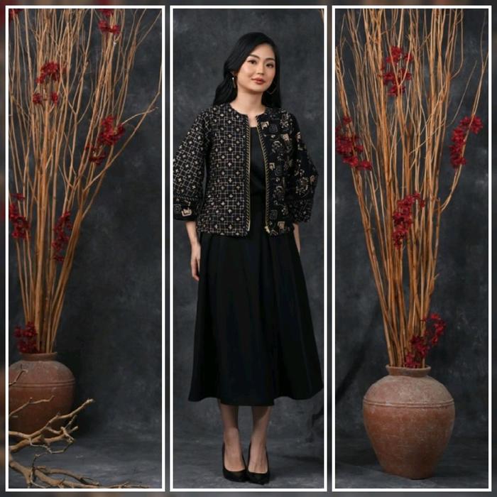 [Preloved] NONA RARA - LERE GARUT CEMANI, Batik Cap Garut, Blazer Outer Batik, Baju kerja batik blou