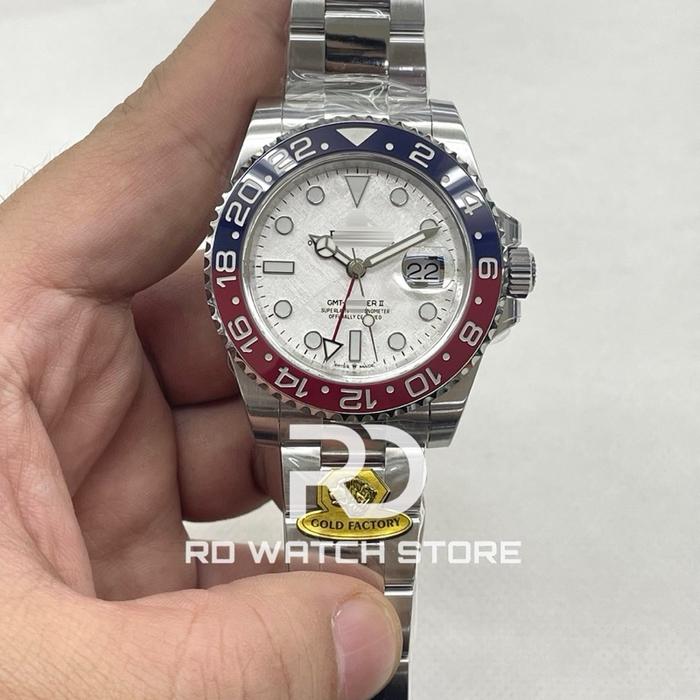 JAM TANGAN PRIA MODEL GMT RD01 40mm PEPSI METEORITE DIAL GAIN WEIGHT OYS WG GOLD FACTORY