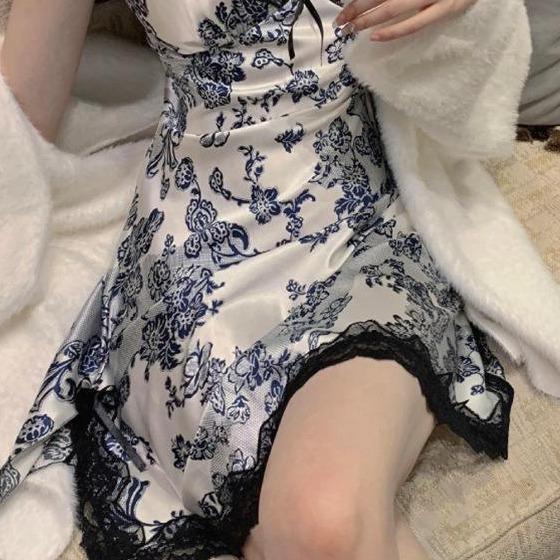 Lingerie Dress Satin Mini Deep V Silk Baju Tidur Wanita Daster 313 Hitam Dewasa Pendek Pasti Ori