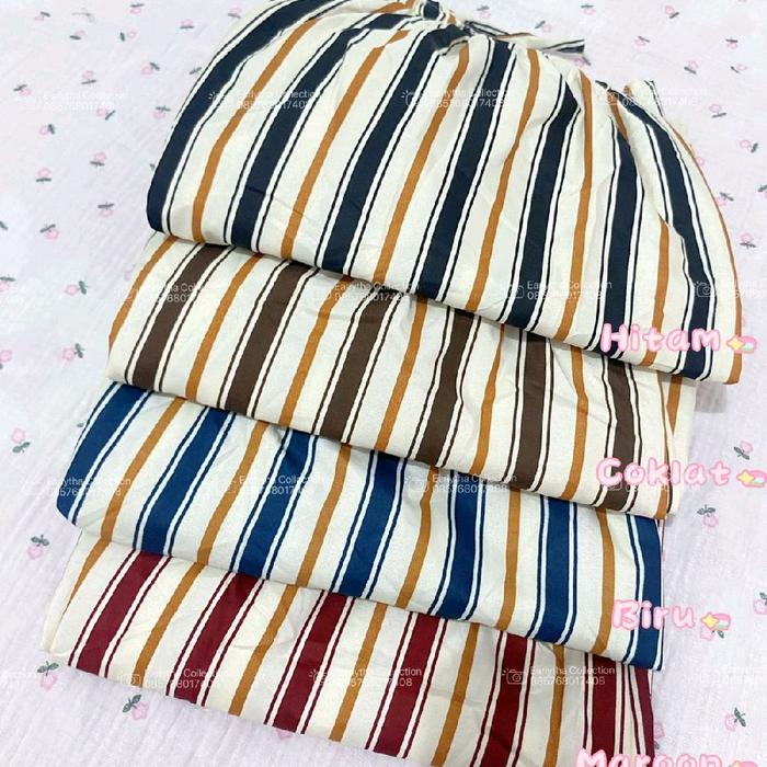 CELANA KULOT Wanita Motif Garis Warna-warni Nyaman untuk Harian