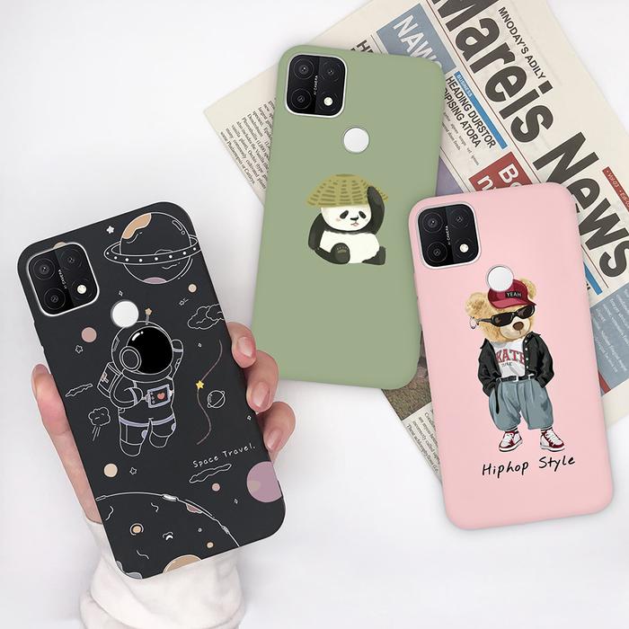 For OPPO A15 A15S A35 A 15 S A 35 Phone Case Cute Bear Flower
