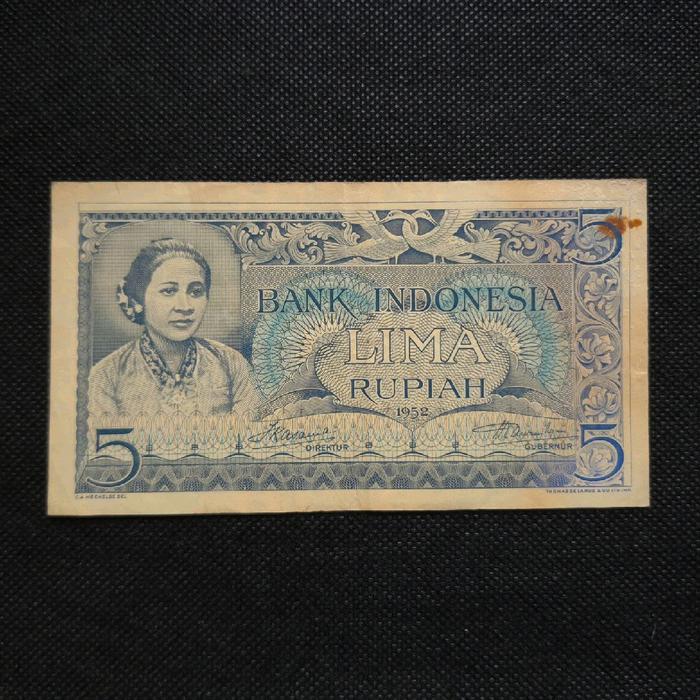 Uang Kertas Kuno 5 Rupiah Seri Budaya tahun 1952 TDLR - MU 67727