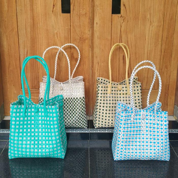 Tas anyam plastik/tas anyam murah/totebag/tas anyam homemade/tas anyam bahan premium Anyaman Wanita