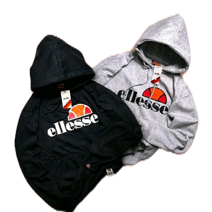 Ellesse Hudy Elliiise Keren Jaket Hoodie Pria Wanita Hitam Abu-abu