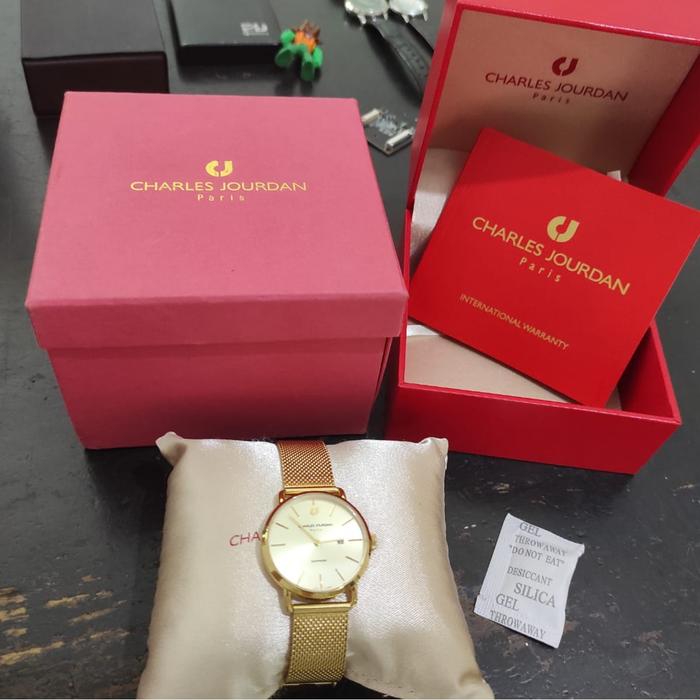 Jam Tangan Wanita Charles Jourdan Paris Gold Original Watch CJ1002 Original Ori Classic Elegan Mewah