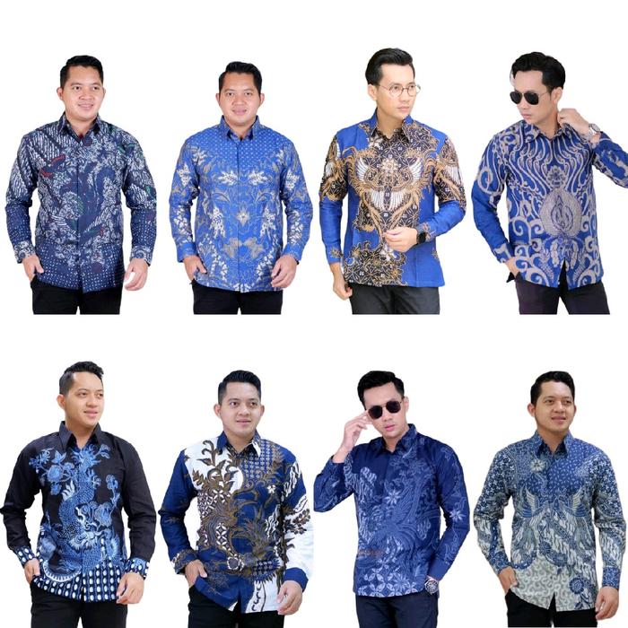 [BATIK BIRU] Kemeja Batik Pria Warna BIRU Katun Original Furing | Kemeja Batik Biru Dongker | Batik 