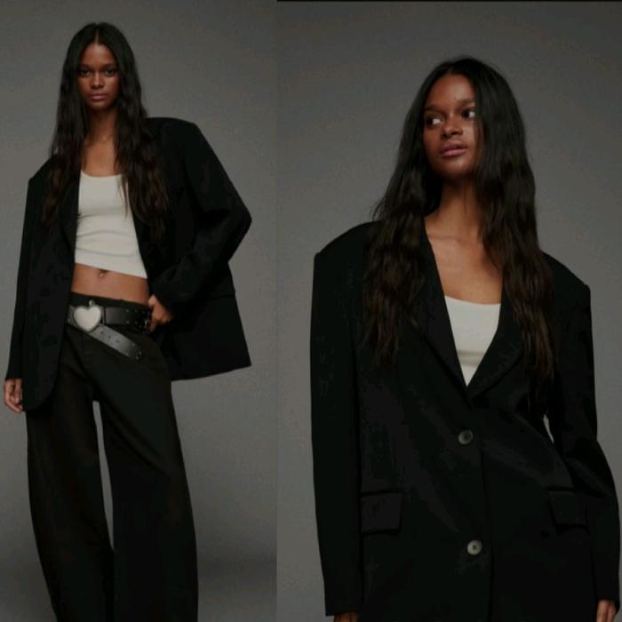 BERSHKA BLAZER JAKET OVERSIZE BLACK OUTERWEAR BARU ASLI ORIGINAL