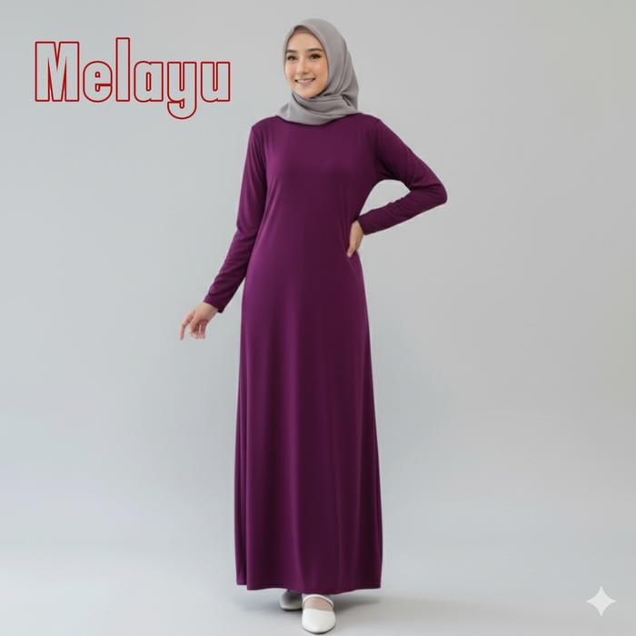 Manset Gamis POlos Lengan Panjang Wanita - Inner Dress Bahan Spandeks Jersey Perempuan - Daleman Pol