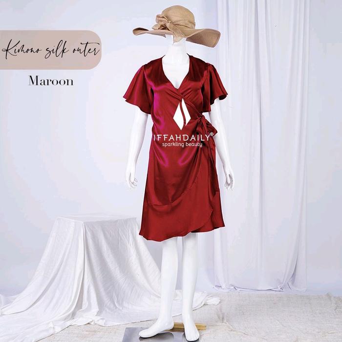 Iffah Dailywear - Kimono Silk Lingerie Outer Sleepwear Baju Tidur