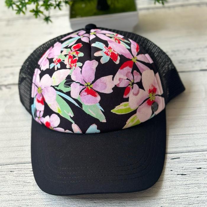 ROXY topi trucker hitam bunga dewasa NEW ORIGINAL 100%