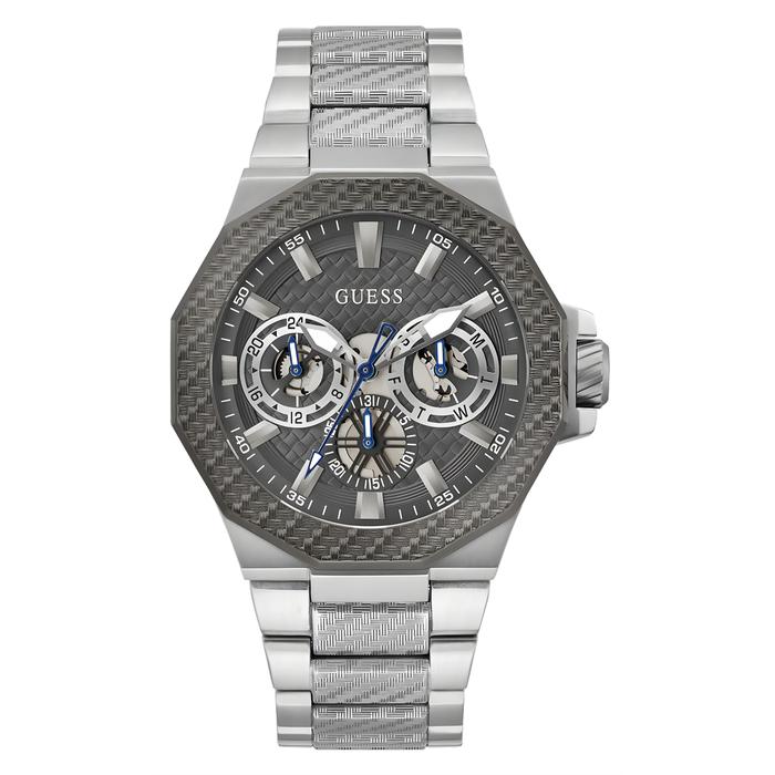 GUESS GW0636G1 Jam Tangan Pria Stainless Steel Silver Multi‑Function 45mm Analog Stylish