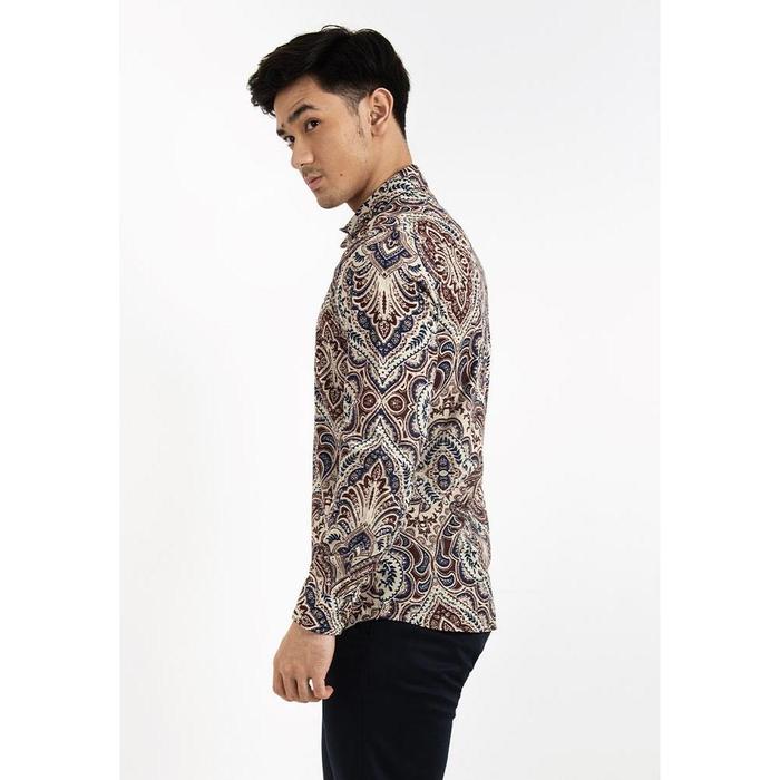 Moc Kemeja Batik Lengan Panjang Pria Muchoz Bestbuy - Maroon Promo !