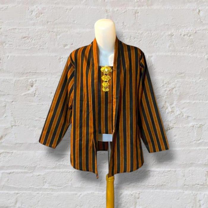 Baju Adat Jawa Lurik Solo Jogja Kutu Baru Dewasa S-L4 Motif Garis Garis Atasan Wanita Panjang Katun
