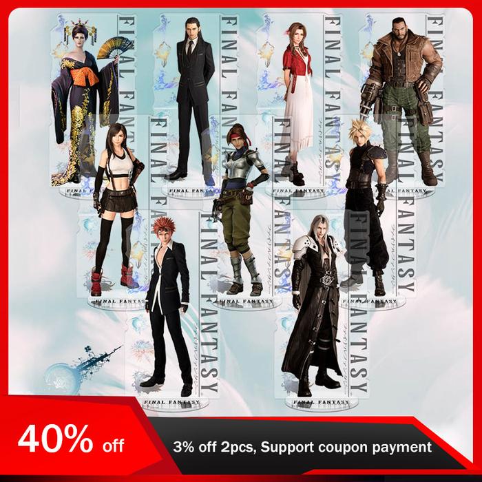 16cm/20cm FF7 Fantasy Game Peripherals Cloud Strife Tifa Lockhart Acrylic Figure Ornaments Stand Col