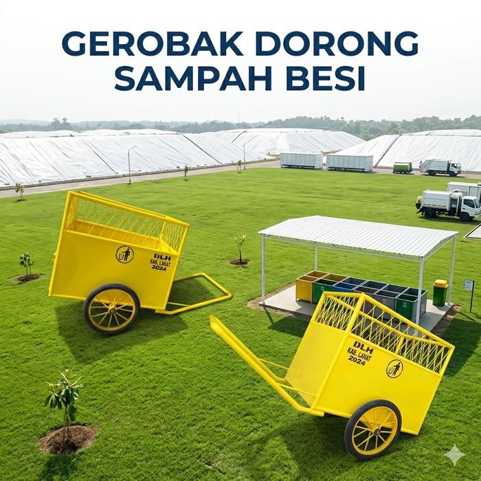 Gerobak Sampah Roda Trolley Sampah Gerobak Tempat Sampah Besi