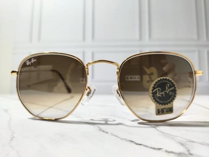 Kacamata RayBan Hexagonal Gold Brown Gradasi Size 51 Original
