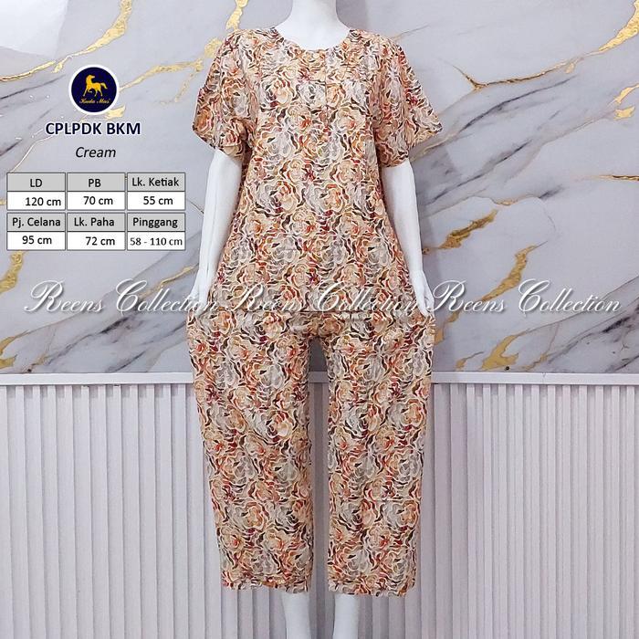 Batik Kuda Mas Setelan CPLPDK | Piyama Wanita Celana Panjang Lengan Pendek 3 Kancing Depan