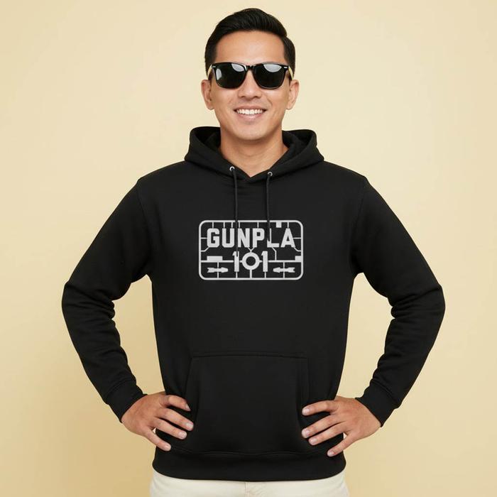 Hoodie GUNPLA 101 Gundam Premium Fleece Cloth Sweater Jacket Hood Black Hitam