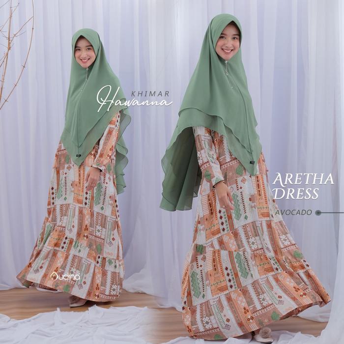 Set Gamis Aretha Dress Hawanna Khimar by Audina Gamis Trendy