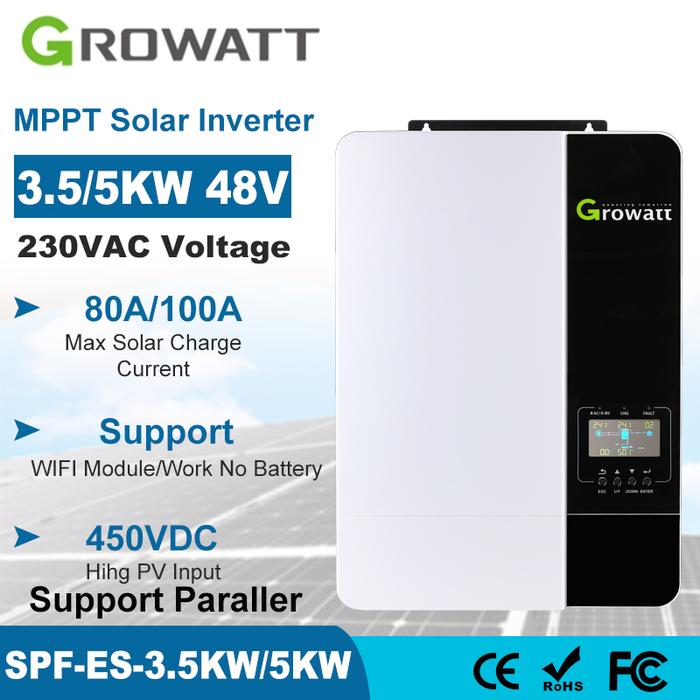 Growatt 3.5KW/5KW Hybrid Solar Inverter 48V 230V MPPT 80A/100A Pure