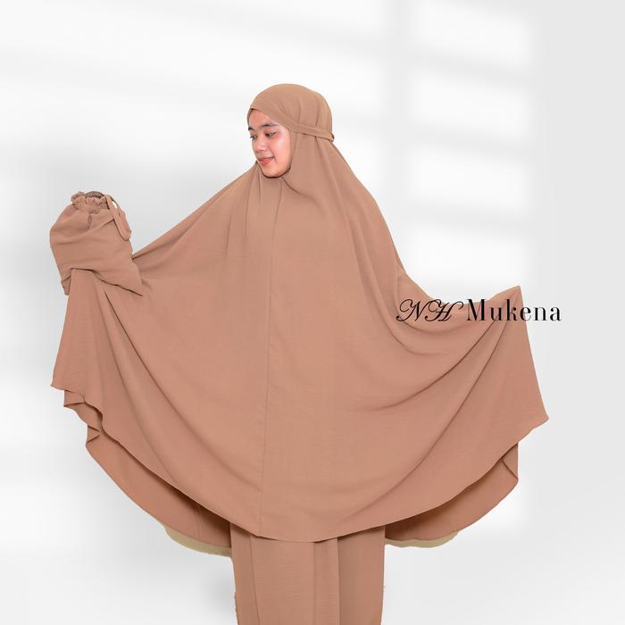 NH mukena 3in1 Dewasa polos mukena Lesti Traveling Mukenah Katun Crinkle Airflow Lembut Panjang Cant