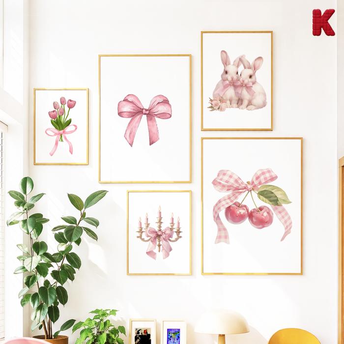KREASIDEKOR FRAME BINGKAI POSTER RIBBON PINK CUTE DEKORASI PAJANGAN DINDING ESTETIK
