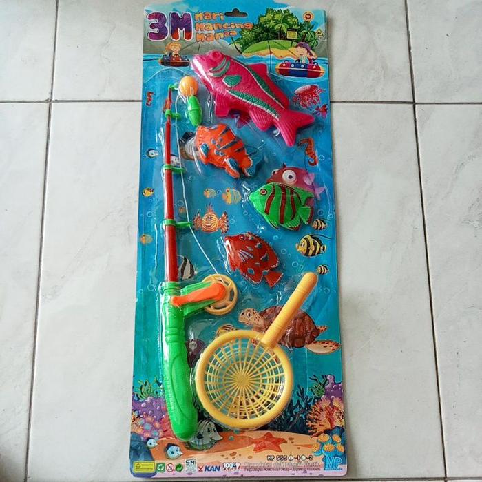 Mainan Anak Pancing Kait Kail isi ikan 4pc serok Jaring MP555-1
