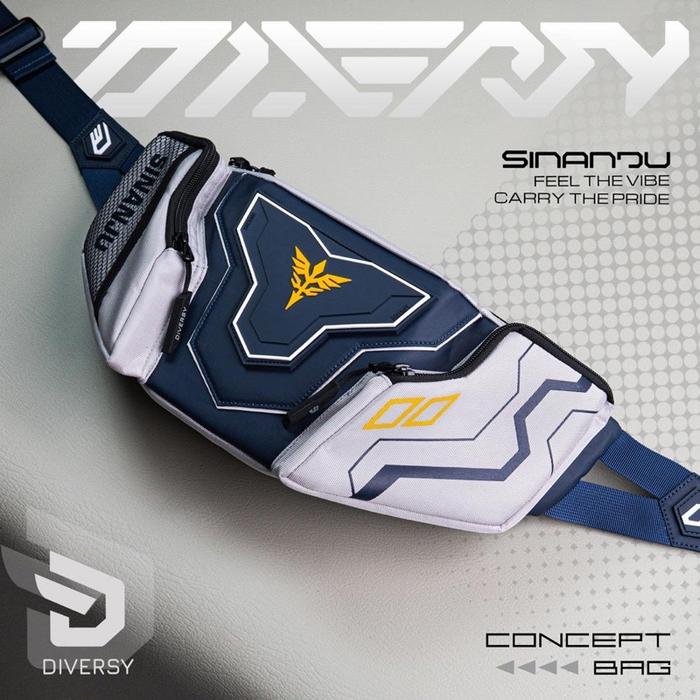 STOK TERBATAS Waist Bag Premium for Men - GUNDAM SINANJU NAVY