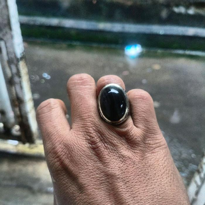 Batu Cubung Asap Natural Asli Batu Natural No Sintetik Size Jari 7 Rings Alpaka Super Akik Untuk Pri